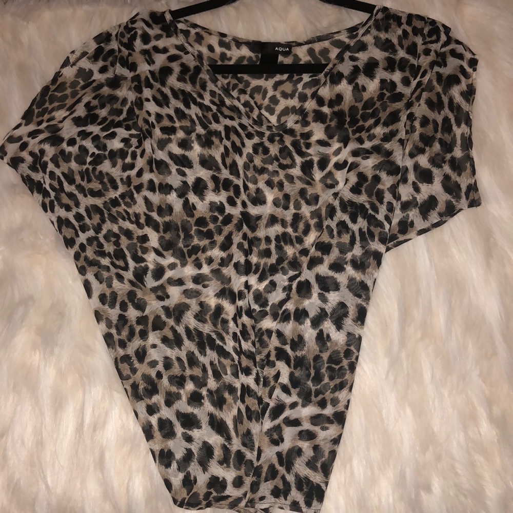 Aqua leopard print top